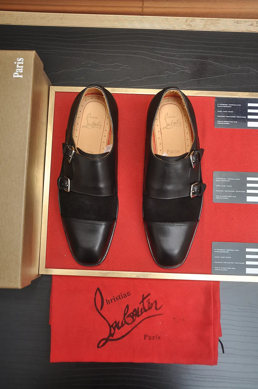 Men's shoes 💰620💶 [Chrstian Loubotin] Red-soled shoes 💋Original mold opening, the highest version on the market, purely handmade ➕Imported cowhide uppers, first-layer water-dyed cowhide lining! Original EU high-gloss outsole. 38 to 45 (45 customized)